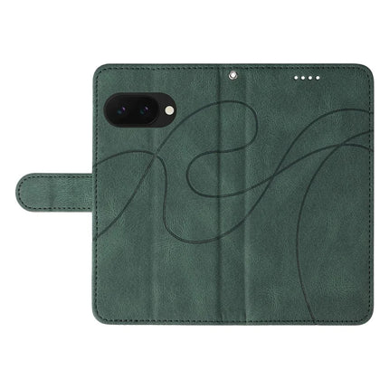 For Google Pixel 9a Case Stand Wallet Leather Phone Cover Curved Line Wrist Strap