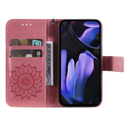 For Google Pixel 9a Case Sunflower Leather Wallet Phone Cover