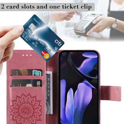 For Google Pixel 9a Case Sunflower Leather Wallet Phone Cover