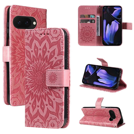 For Google Pixel 9a Case Sunflower Leather Wallet Phone Cover