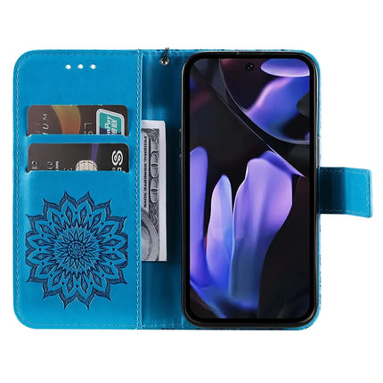 For Google Pixel 9a Case Sunflower Leather Wallet Phone Cover