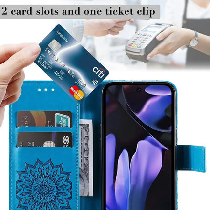 For Google Pixel 9a Case Sunflower Leather Wallet Phone Cover