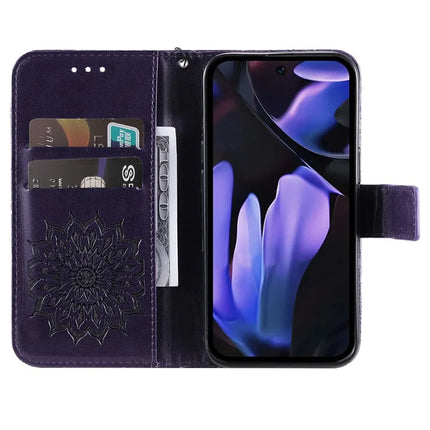 For Google Pixel 9a Case Sunflower Leather Wallet Phone Cover