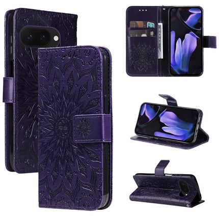 For Google Pixel 9a Case Sunflower Leather Wallet Phone Cover