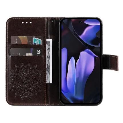 For Google Pixel 9a Case Sunflower Leather Wallet Phone Cover