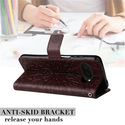For Google Pixel 9a Case Sunflower Leather Wallet Phone Cover