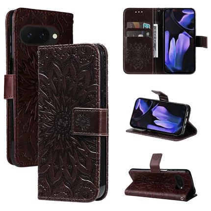 For Google Pixel 9a Case Sunflower Leather Wallet Phone Cover