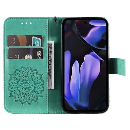 For Google Pixel 9a Case Sunflower Leather Wallet Phone Cover