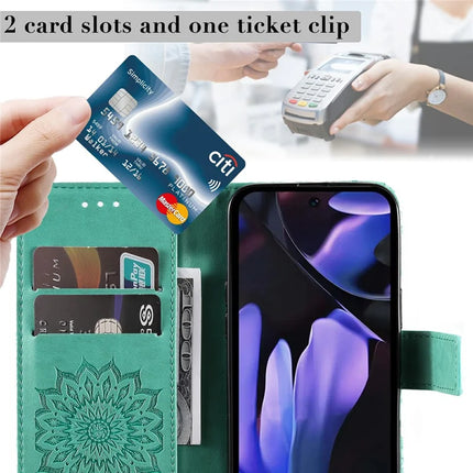 For Google Pixel 9a Case Sunflower Leather Wallet Phone Cover