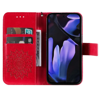 For Google Pixel 9a Case Sunflower Leather Wallet Phone Cover