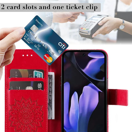 For Google Pixel 9a Case Sunflower Leather Wallet Phone Cover