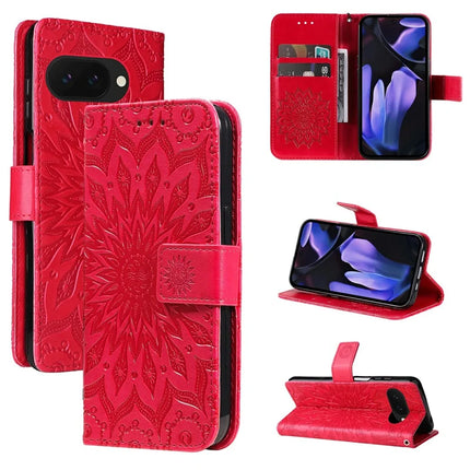 For Google Pixel 9a Case Sunflower Leather Wallet Phone Cover