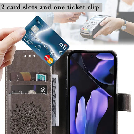 For Google Pixel 9a Case Sunflower Leather Wallet Phone Cover