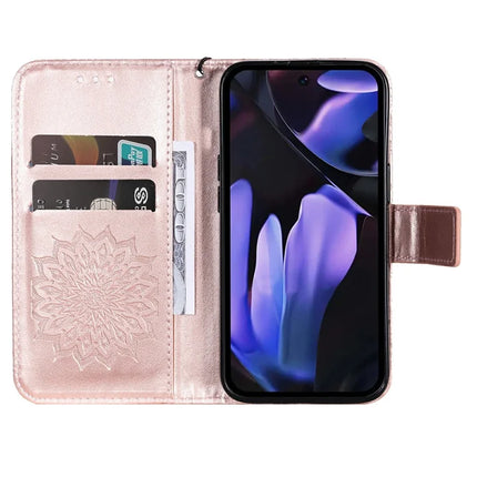 For Google Pixel 9a Case Sunflower Leather Wallet Phone Cover