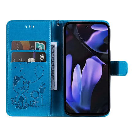 For Google Pixel 9a Case Cat Bee Pattern Leather Phone Cover