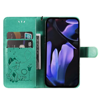 For Google Pixel 9a Case Cat Bee Pattern Leather Phone Cover