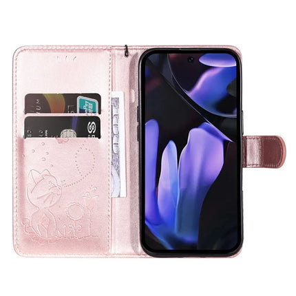 For Google Pixel 9a Case Cat Bee Pattern Leather Phone Cover