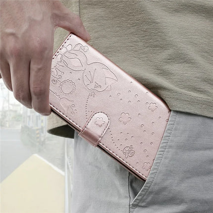 For Google Pixel 9a Case Cat Bee Pattern Leather Phone Cover