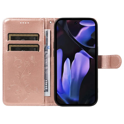 For Google Pixel 9a Case Flower Pattern PU Leather Wallet Phone Cover