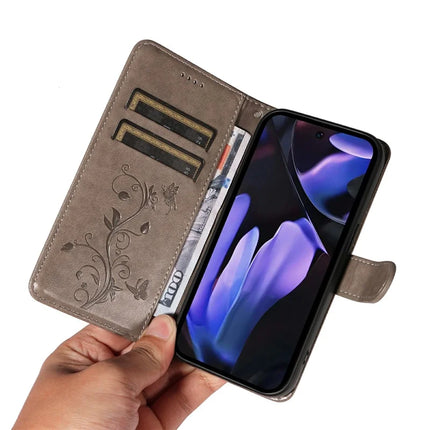 For Google Pixel 9a Case Flower Pattern PU Leather Wallet Phone Cover