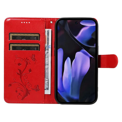 For Google Pixel 9a Case Flower Pattern PU Leather Wallet Phone Cover