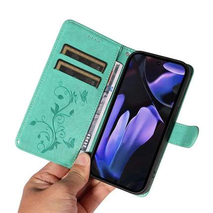 For Google Pixel 9a Case Flower Pattern PU Leather Wallet Phone Cover