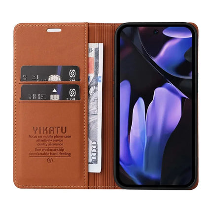 YIKATU YK-001 For Google Pixel 9a Case Stand Leather Phone Cover Strong Magnetic Closure