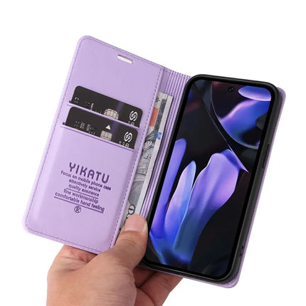 YIKATU YK-001 For Google Pixel 9a Case Stand Leather Phone Cover Strong Magnetic Closure