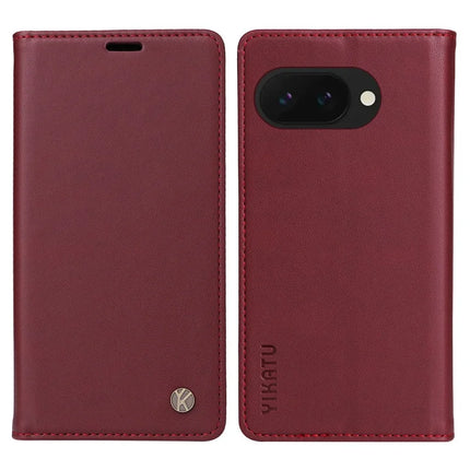 YIKATU YK-001 For Google Pixel 9a Case Stand Leather Phone Cover Strong Magnetic Closure - Wine Red