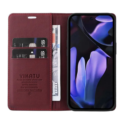 YIKATU YK-001 For Google Pixel 9a Case Stand Leather Phone Cover Strong Magnetic Closure