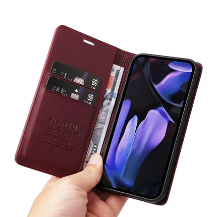 YIKATU YK-001 For Google Pixel 9a Case Stand Leather Phone Cover Strong Magnetic Closure