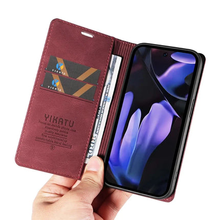 YIKATU YK-004 For Google Pixel 9a Case Leather Skin-Touch Phone Cover Magnetic Auto-Absorbed