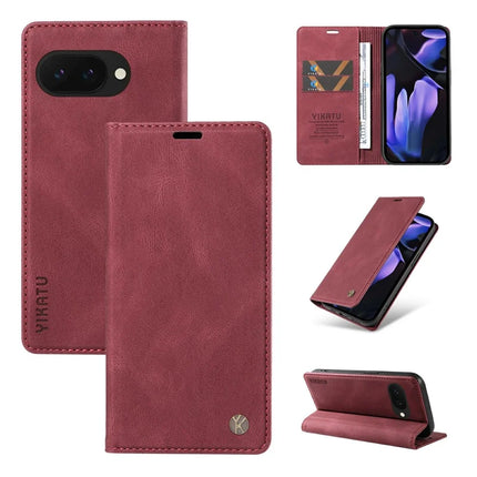 YIKATU YK-004 For Google Pixel 9a Case Leather Skin-Touch Phone Cover Magnetic Auto-Absorbed