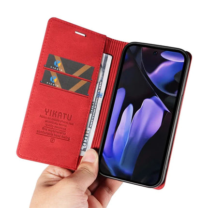 YIKATU YK-004 For Google Pixel 9a Case Leather Skin-Touch Phone Cover Magnetic Auto-Absorbed