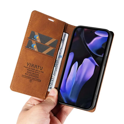 YIKATU YK-004 For Google Pixel 9a Case Leather Skin-Touch Phone Cover Magnetic Auto-Absorbed