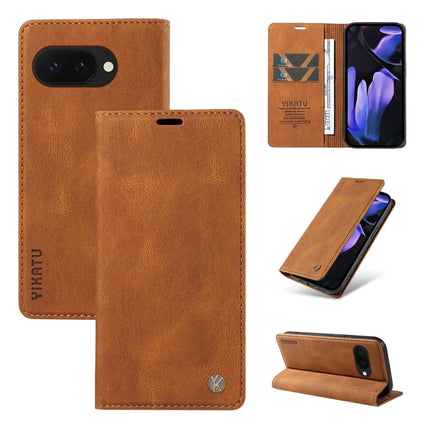 YIKATU YK-004 For Google Pixel 9a Case Leather Skin-Touch Phone Cover Magnetic Auto-Absorbed