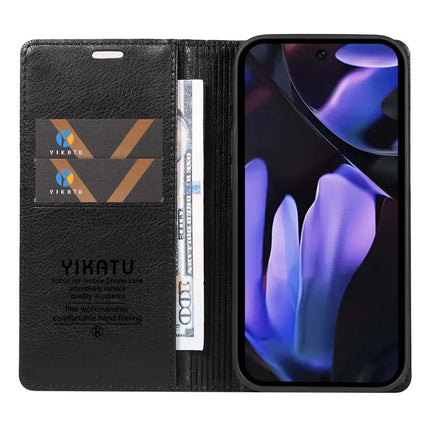 YIKATU YK-006 For Google Pixel 9a Case Magnetic Closure Leather Phone Cover Litchi Texture