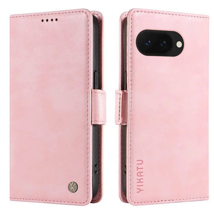 YIKATU YK-007 For Google Pixel 9a Case Side Buckle PU Leather Phone Cover Litchi Texture - Pink