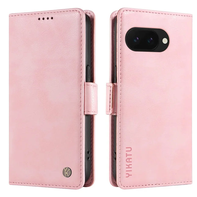 YIKATU YK-007 For Google Pixel 9a Case Side Buckle PU Leather Phone Cover Litchi Texture - Pink