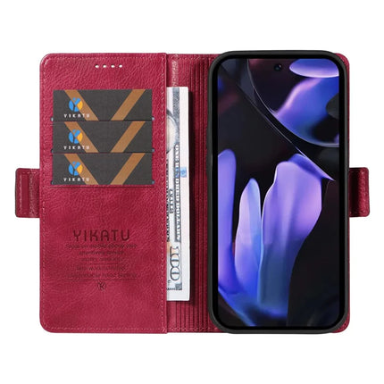 YIKATU YK-007 For Google Pixel 9a Case Side Buckle PU Leather Phone Cover Litchi Texture
