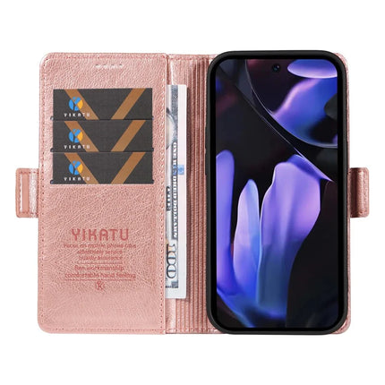 YIKATU YK-007 For Google Pixel 9a Case Side Buckle PU Leather Phone Cover Litchi Texture