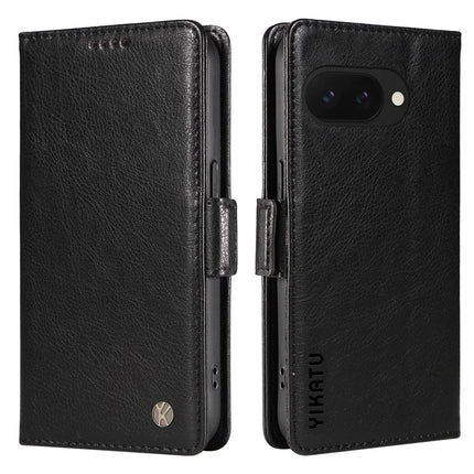 YIKATU YK-007 For Google Pixel 9a Case Side Buckle PU Leather Phone Cover Litchi Texture - Black