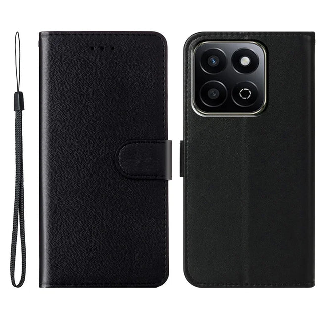 For Honor X7c 4G / Honor 200 Smart 5G Case with Card Holder PU Leather Flip Wallet Phone Cover - Black