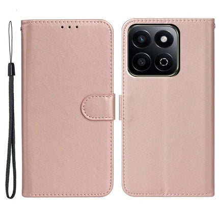 For Honor X7c 4G / Honor 200 Smart 5G Case with Card Holder PU Leather Flip Wallet Phone Cover - Rose Gold