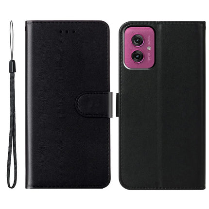 For Motorola Moto G55 5G Case with Card Holder PU Leather Flip Wallet Phone Cover - Black