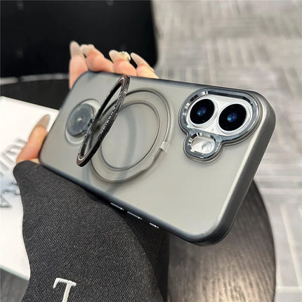 For iPhone 16 Plus Magnetic Case Kickstand Hard PC Phone Back Cover