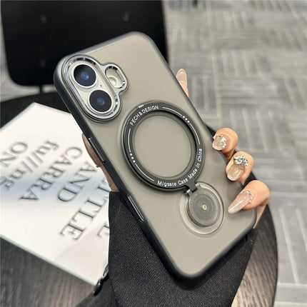 For iPhone 16 Plus Magnetic Case Kickstand Hard PC Phone Back Cover