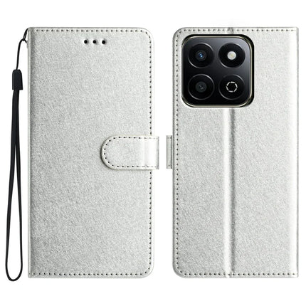 For Honor X7c 4G / 200 Smart 5G Wallet Case Leather Folio Phone Cover Magnetic Clasp - Silver