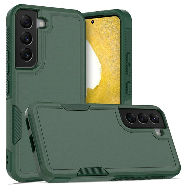 For Samsung Galaxy S22 5G Case 2-in-1 PC+TPU Shockproof Phone Cover - Dark Green