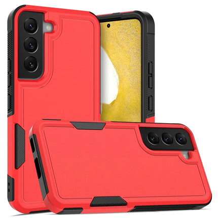 For Samsung Galaxy S22 5G Case 2-in-1 PC+TPU Shockproof Phone Cover - Red